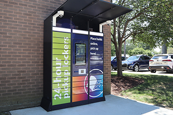 the book lockers are located just past the drive-up window