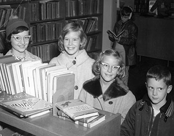 Students at the library in 1963